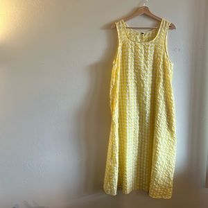 Yellow gingham cotton tank dress. Size Large.